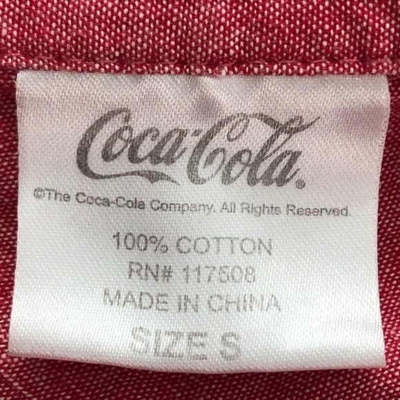 Retro COCA-COLA Short Sleeve Shirt Men's size S Red & White Coke Bottles - Picture 2 of 10